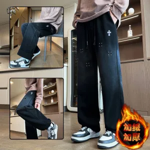 Designer Chrome Hearts Sweatpants Red Cotton Fleece