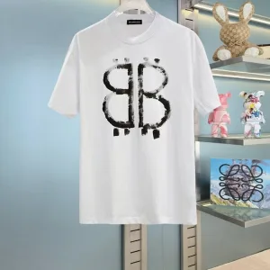 Designer Balenciaga Short-Sleeved T-Shirt Cotton Fine Plain Weave Understated Luxury