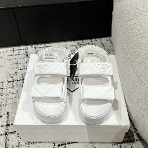 Luxury Designer Prada Sandals Ash Sheepskin