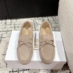 Super Clone Dior Loafers Ash Sheepskin Suede Exquisite Workmanship Spring Summer