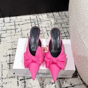 Super Clone Balenciaga Slippers Red Silk Genuine Leather Sheepskin