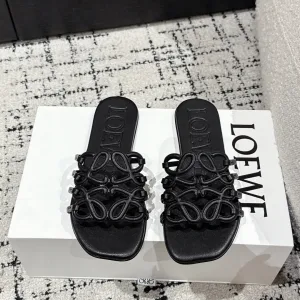 Reps Loewe Slippers Red Genuine Leather Sheepskin Cowhide Spring Summer