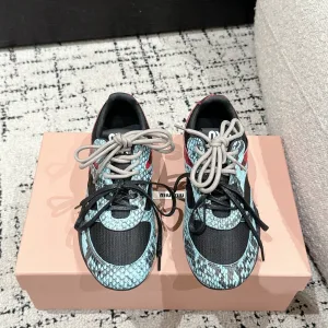 Designer Super Clone Miu Casual Shoes Ash Suede Cowhide Mesh Lace Spring Summer Breathable