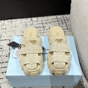 Designer AAA Prada Sandals Red Sheepskin