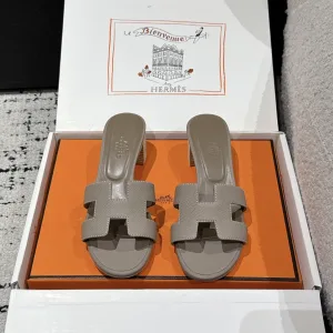 Luxury AAA Hermes Slippers Color Genuine Leather Sheepskin Cowhide Denim Spring Summer Embroidery