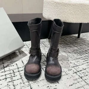 Reps AAA Balenciaga Long Boots Red Eva Cowhide Rubber Outsole Streetwear Relaxed Street