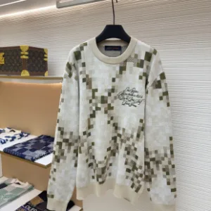 AAA Louis Vuitton Sweater Red Cotton Snakeskin Jacquard Pattern