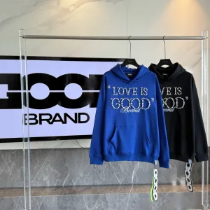 Luxury High Quality Gap Hoodie Blue Cotton Pure Ribbed Fabric Embroidery