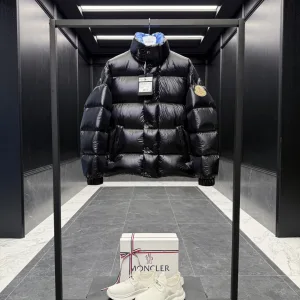Reps Moncler Outerwear Red Down Nylon Patch Zippered Pocket