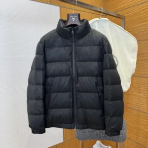 High Quality Prada Down Jacket Black Duck Embroidery Embossing Process 3D Logo