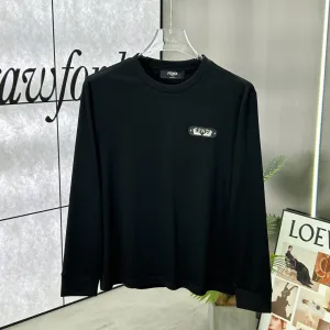 Super Clone Fendi Long-Sleeved T-Shirt Yellow Cotton Long-Staple Silk Modal Autumn Winter