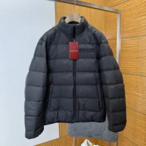 Reps Luxury Gucci Down Jacket Black Duck Nylon Fabric High-End Quality