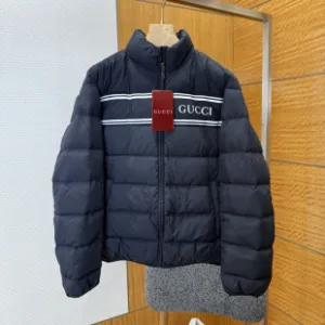 Designer Gucci Down Jacket Blue Nylon