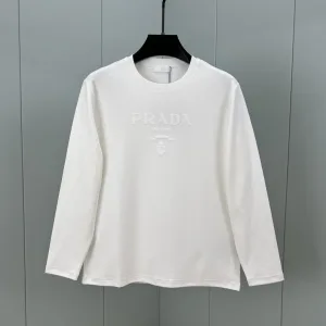 High Quality Prada Long-Sleeved T-Shirt Black Cotton Modal Winter