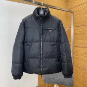 Designer Prada Down Jacket Red Duck Nylon Jacquard Fabric Suitable For All Body Types Autumn Winter And Pattern Quilted Side Pockets