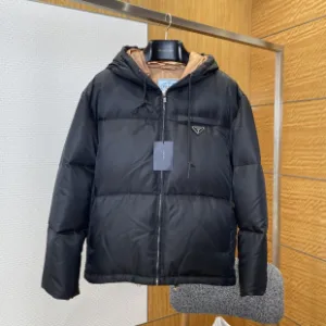 High Quality Prada Down Jacket Black Duck Nylon Fabric Autumn Winter And Quilted Pattern Relaxed Silhouette Drawstring Adjustment