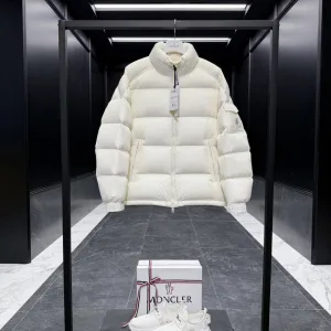 AAA Moncler Outerwear Red Goose Down Nylon Lace Fabric Patch Glossy Finish