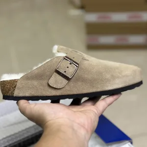 Super Clone Reps Birken Sneakers Red Eva Wool Fleece Genuine Leather Top-Grain Cowhide Easy To Match Autumn Winter Early