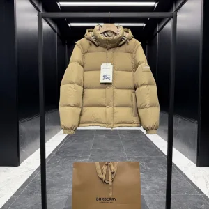 Luxury High Quality Burberry Outerwear Red Wool Feather Goose Feathers Down Duck Polyester Lace Relaxed Fit Windproof Cuffs