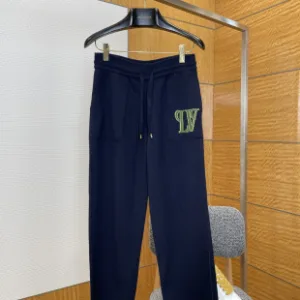 Luxury Louis Vuitton Sweatpants Red Cotton Wool Nylon Satin Embroidery Patch
