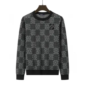 Luxury Louis Vuitton Sweater Black Wool Polyester Nylon Acrylic Fiber Jacquard