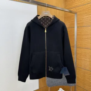 Designer Reps Louis Vuitton Hoodie Black Cotton Jacquard