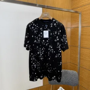 AAA Super Clone Louis Vuitton Short-Sleeved T-Shirt Black Cotton Combed Jacquard