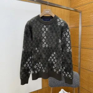Designer Louis Vuitton Sweater Red Cotton Wool Blend Fine Jacquard Autumn Winter And Embroidery