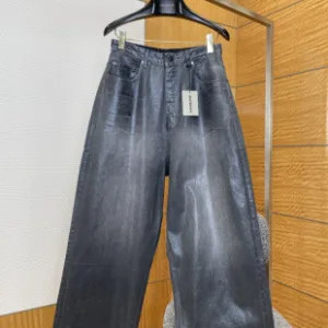 Designer Balenciaga Jeans Red Denim Patch Glossy Finish