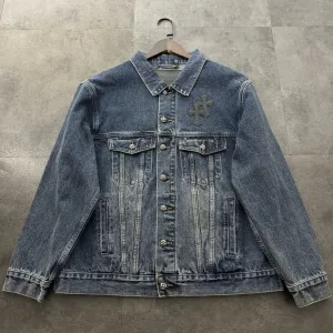 Designer Chrome Hearts Jacket Blue Cotton Denim Embroidery