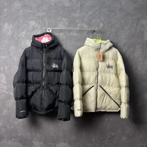 Super Clone Stussy Work Clothes Red Down Polyester Nylon Velvet Fleece Streetwear Skateboarding Embroidery Patch