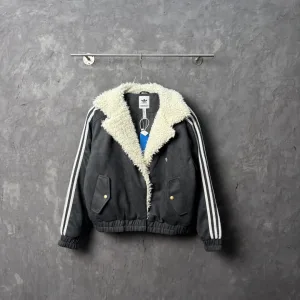 Luxury Adidas Coat Red Wool Lambswool Suede