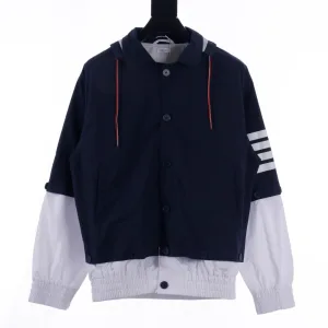 Luxury Thom Browne Coat Brown Nylon Mesh Woven Fabric Patch