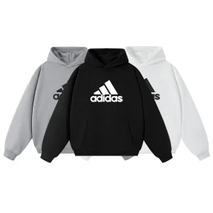 Super Clone Luxury Adidas Hoodie Black Everyday Versatile Retro Loose