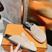Designer High Quality Hermes Slippers Red Sheepskin Suede Summer