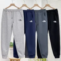 Designer North Sweatpants Red Cotton Pure Fleece Fabric Winter 3D Logo