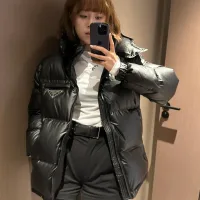 High Quality Super Clone Prada Coat Black Down Minimalist Style