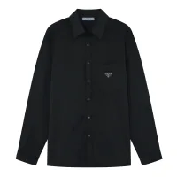 AAA Designer Prada Long-Sleeved Shirt Black Nylon Stylish And Simple