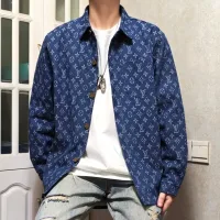 Designer Louis Vuitton Jacket Blue Jacquard Denim Autumn