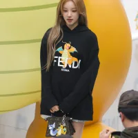 Super Clone High Quality Fendi Hoodie Red Double-Sided Fabric