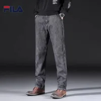 Luxury High Quality Fila Dress Trousers Red Cotton Pure Corduroy Autumn 3D Logo