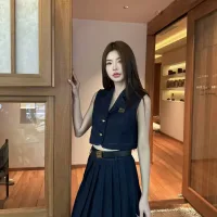 Luxury Dior Denim Midi Skirt