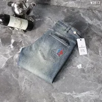 AAA Designer Monk Jeans Red Denim Autumn Winter Slim Fit