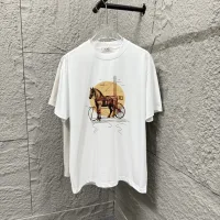 Designer Super Clone Hermes Short-Sleeved T-Shirt Red Cotton Spring Summer