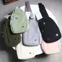 AAA Lululemon Backpack Green Nylon Water-Repellent Fabric Lace Clean Lines Simple Style Street