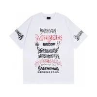 High Quality Balenciaga Short-Sleeved T-Shirt Ash Cotton Pure Ribbed Fabric Embroidery