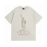 Luxury Balenciaga Short-Sleeved T-Shirt Ash Cotton Pure Ribbed Fabric Embroidery