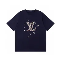 High Quality Designer Louis Vuitton Short-Sleeved Shirts Lime Cotton Pure Ribbed Fabric Neckline Stitching Embroidery