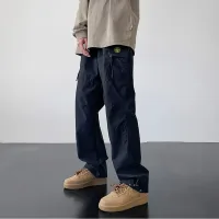 Designer AAA Stone Island Cargo Pants Red Cotton Twill Fabric Breathable And Not Stuffy Side Pockets