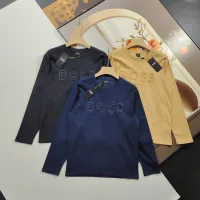 High Quality Boss Long-Sleeved T-Shirt Blue Cotton Pure Soft Simple And Versatile Autumn Winter